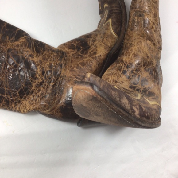 Diva vintage Lucchese distressed handmade brown western cowboy boots size 9B - Picture 6 of 13